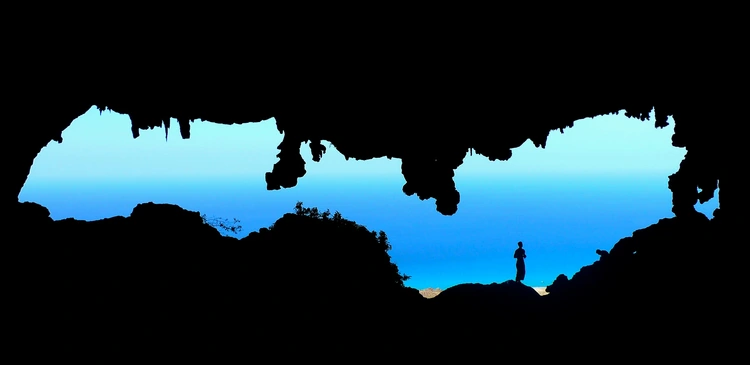 Looking out of the mouth of Hoq cave.